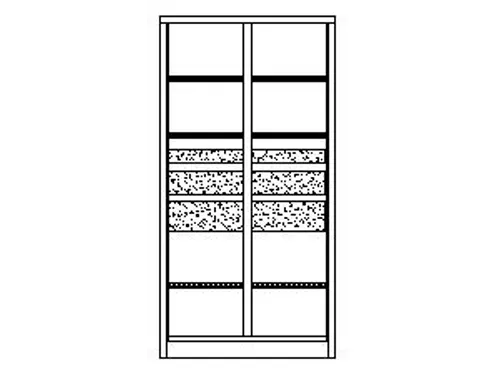 systeemkast,HxBxD 1950x1040x630mm,6xStalen bodem,RAL7035,front RAL6011