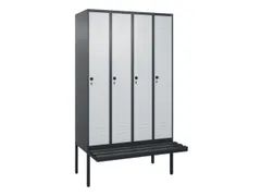 locker met bank,HxBxD 2120x1200x815mm,4vak,vak B 300mm,draaigrendel