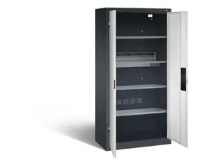 acculaadkast 1950x930x500mm 5stekkerdozen 230V cil.-slot front RAL7035 - 1