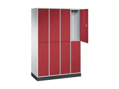 Dubbeldekse garderobekast,RAL 7035/RAL 3003,HxBxD 1950x1220x500mm