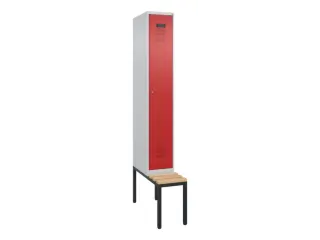 locker met bank,voor scheiding van kleding,HxBxD 2120x300x815mm,1vak - 2