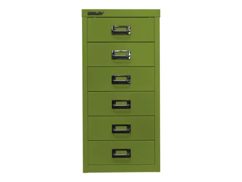 kantoor-ladekast HxBxD 590x279x380mm 6 laden romp + front groen staal