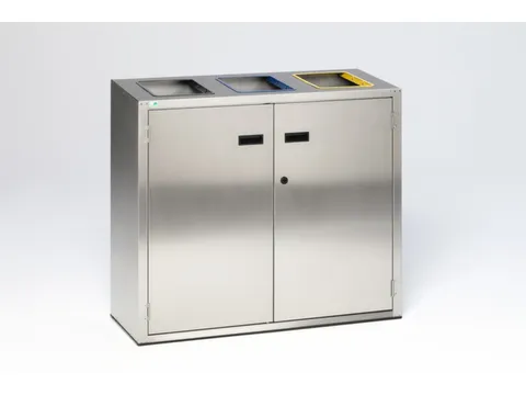 afvalverzamelstation 3x90 iter 900x1000x420mm RVS kleurmarkering