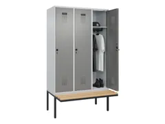 locker met bank,HxBxD 2120x1200x815mm,3vak,vak B 400mm,draaigrendel