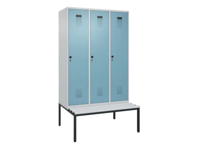 locker met bank,voor scheiding van kleding,HxBxD 2120x1200x815mm,3vak