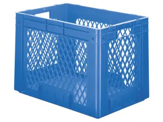 Euronorm Stapelkrat 420x600x400mm 80l Opengewerkt/Bodem Gesl. Blauw - 1