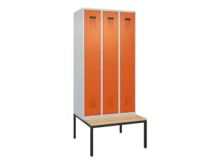 locker met bank,HxBxD 2120x900x815mm,3vak,vak B 300mm,cilinderslot - 2