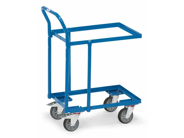 Rolplateau Met 2 Etages 135600 250kg 600x400mm Open Duwbeugel Ral5007