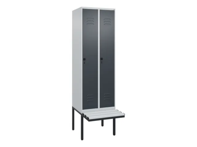 locker met bank,HxBxD 2120x600x815mm,2vak,vak B 300mm,draaigrendel