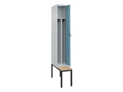 locker met bank,voor scheiding van kleding,HxBxD 2120x300x815mm,1vak