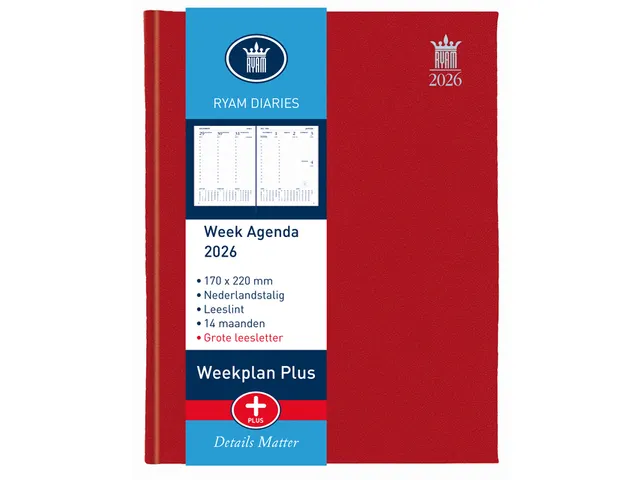 Agenda 2026 Ryam Weekplan Plus Mercury 7dagen/2pagina's rood