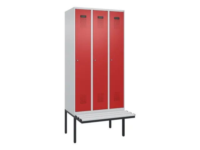 locker met bank,voor scheiding van kleding,HxBxD 2120x900x815mm,3vak