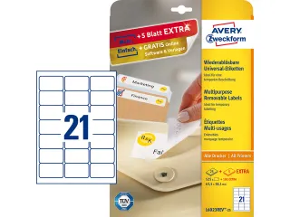 etiket Avery ZweckformILK 63,5x38,1mm NP 25 x 21 etiketten Wit - 2