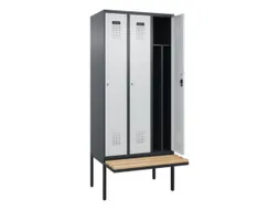 locker met bank,voor scheiding van kleding,HxBxD 2120x900x815mm,3vak