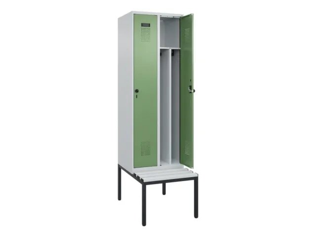 locker met bank,voor scheiding van kleding,HxBxD 2120x600x815mm,2vak