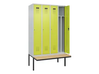 locker met bank,voor scheiding van kleding,HxBxD 2120x1200x815mm,4vak - 1
