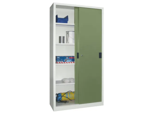 schuifdeurkast,HxBxD 1950x1000x400mm,RAL7035,front RAL6011