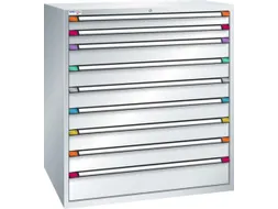 ladekast HxBxD 1400x1205x695mm 9laden RAL7035 front RAL7035