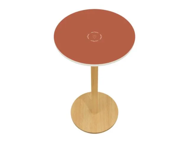 statafel,HxØ 1100x600mm,rond,schotelvoet natuur,blad rood