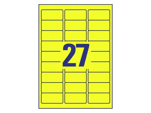 Gekleurde Etiketten Avery Zweckform 63,5x29,6mm Neon Geel 675 stuks