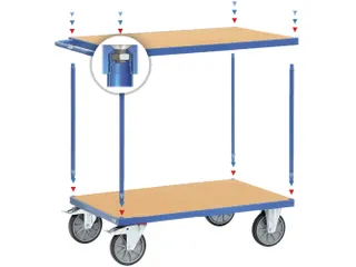 Zware Tafelwagens 2402 600kg 2 Etages 1000x700mm Houten Plaat - 3