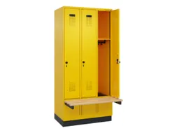 locker met bank,HxBxD 1950x900x815mm,3vak,vak B 300mm,draaigrendel