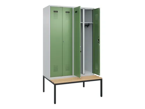 locker met bank,voor scheiding van kleding,HxBxD 2120x1200x815mm,4vak