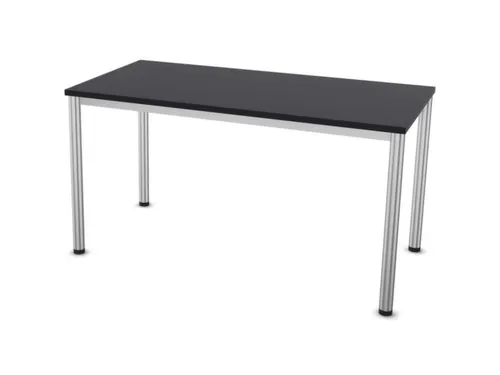 Vergadertafel Hxbxd 74x140x70cm 4-poots Ronde Buis Aluzilver Cc-zwart