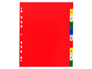 Bedrukte tabbladen numeriek assorti PP A4+ 10-delig 1-10 11-gaats - 5