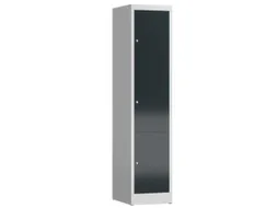 Lockerkast 1800x415x500mm 1x3 vakken cilinderslot, sokkel, RAL7016