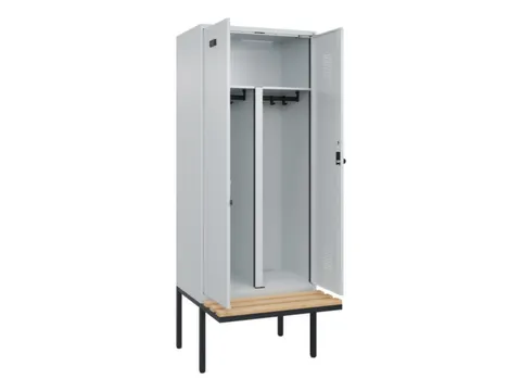 PBM-locker met bank,HxBxD 2120x800x815mm,2vak,vak B 400mm,draaigrendel