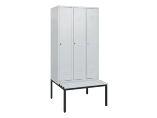 locker met bank,HxBxD 1950x900x815mm,3vak,vak B 300mm,cil.-slot - 1