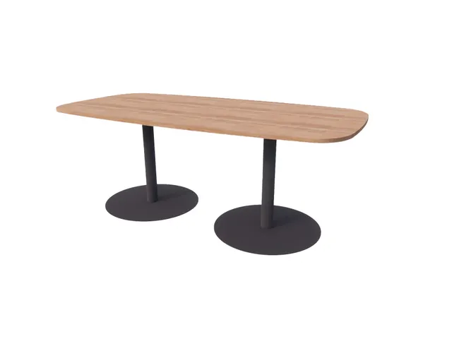 Linesto vergadertafel 200x100 deens ovaal hav/kers 25mm zwart