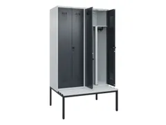 PBM-locker met bank,HxBxD 2120x1200x815mm,4vak,vak B 300mm