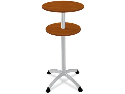 Statafel Stalen 4-Poots H 112cm Onderstel Alu Zilver Kersenhout