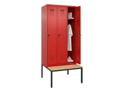 locker met bank,HxBxD 2120x900x815mm,3vak,vak B 300mm,draaigrendel