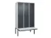locker met bank,voor scheiding van kleding,HxBxD 2120x1200x815mm,3vak