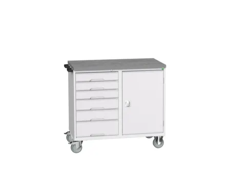 montagetafel 980x1050x600mm linoleumblad 6 laden kast front RAL7035