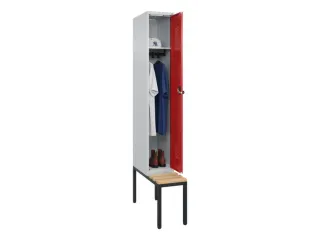 locker met bank,HxBxD 2120x300x815mm,1vak,vak B 300mm,draaigrendel - 1