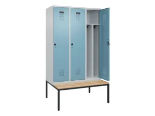 locker met bank,voor scheiding van kleding,HxBxD 2120x1200x815mm,3vak - 1