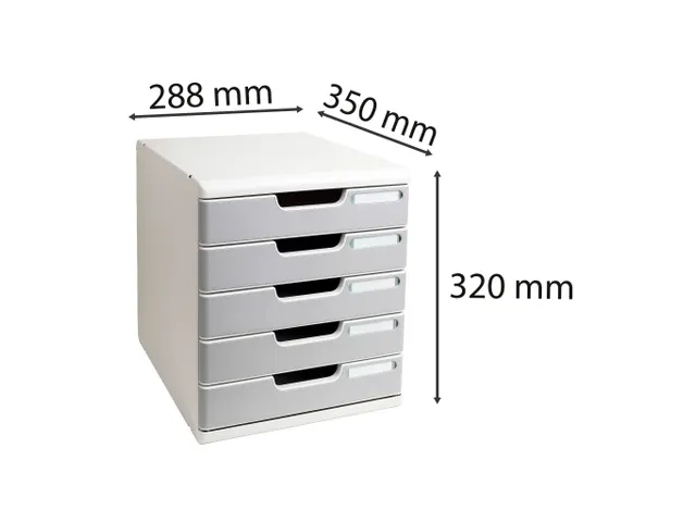 Exacompta Ladenblok Modulo met 5 Gesloten Laden Grijs
