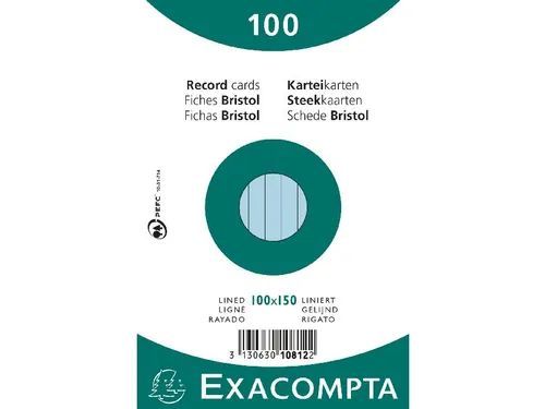 Pk 100 Cards 100X150 Blue Lined