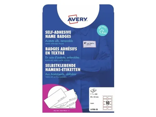 Naambadge etiket Avery L4786 80x50mm rood kader Laserprinter 200 stuks