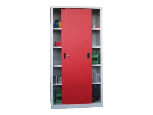 schuifdeurkast,HxBxD 1950x1000x600mm,RAL7035,front RAL3000