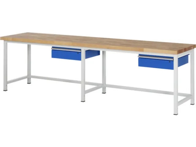 werkbank,HxBxD 840-1040x3000x700mm,beukblad,draagverm. 1250kg,4voeten