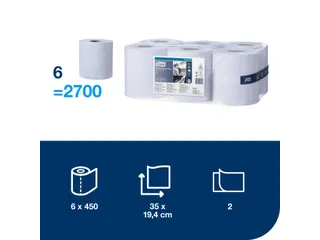 Tork 128207 M2 Wiping Plus Poetspapier Advanced 2-laags Blauw 157m - 4
