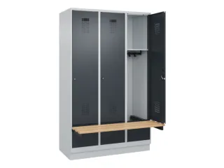 locker met bank,HxBxD 1950x1200x815mm,3vak,vak B 400mm,cilinderslot - 1