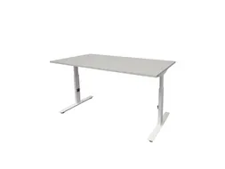 Bureau Linesto Plus Hoogte instelbaar 120x80cm blad Grijs, T-poot Wit