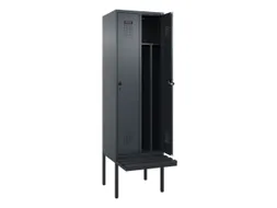 locker met bank,voor scheiding van kleding,HxBxD 2120x600x815mm,2vak
