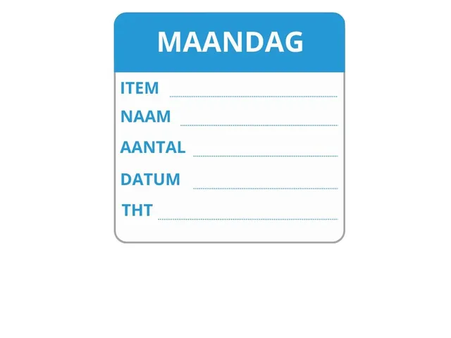 LabelLORD PL Dagetiket Maandag 50x50mm Blauw Flushlabel 250 stuks